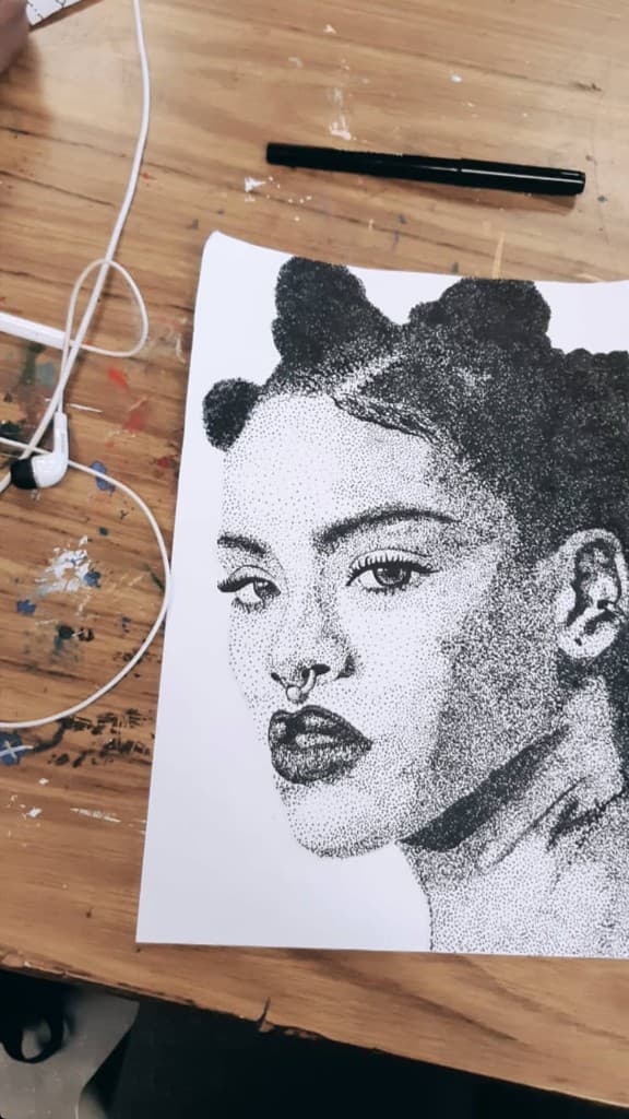 Stipple portrait drawing